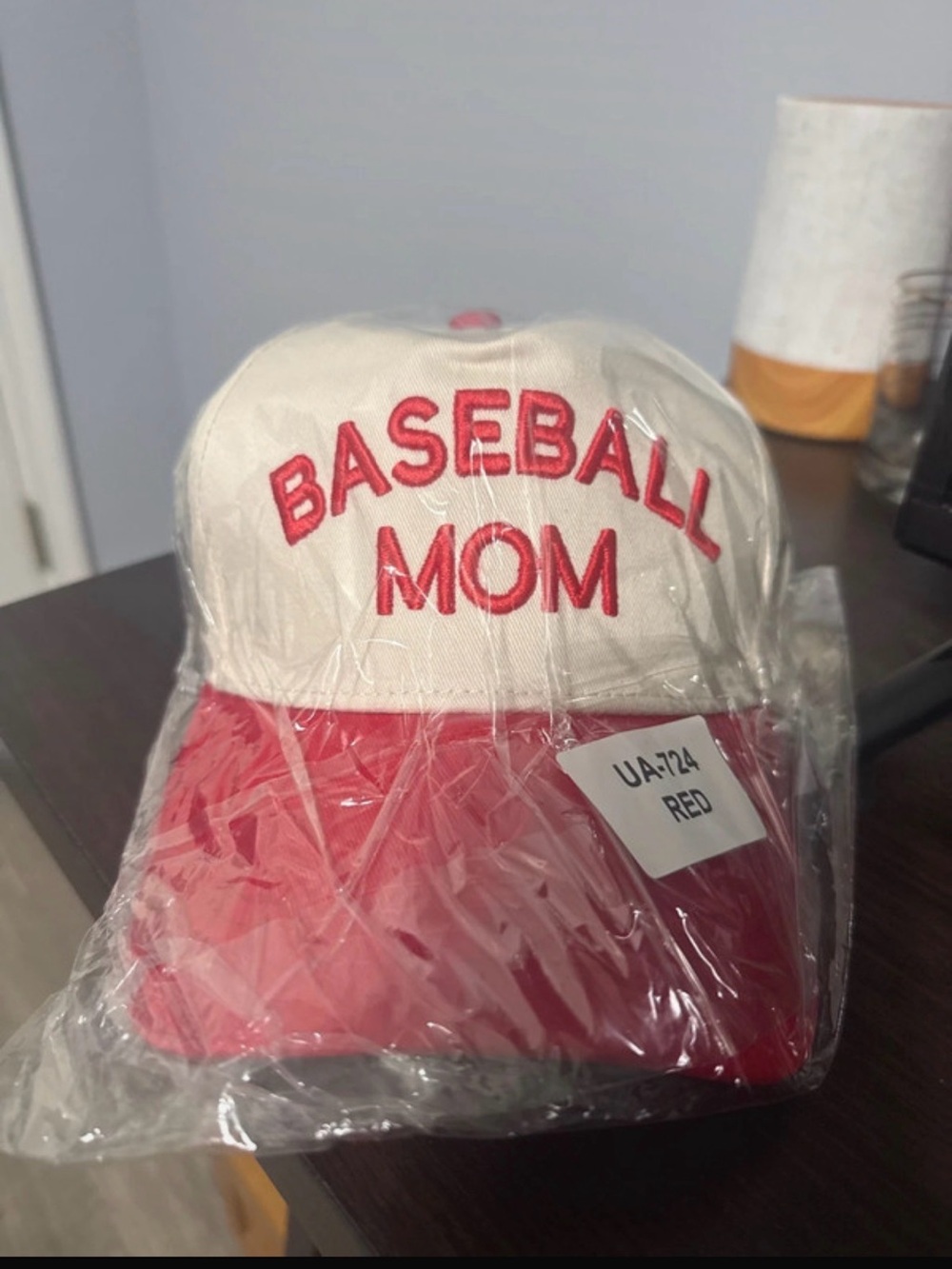 BASEBALL MOM Red Two-Tone trucker hat